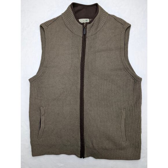 LL Bean Merino Lambs Wool Mens Sweater Vest Medium Brown Outdoor Hiking - Picture 3 of 7
